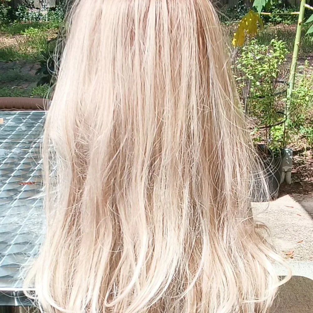 Womens 💗 Blonde And Brown Synthetic Ombre 26" Long Wavy Breathable Cap Wig 💗 - Picture 6 of 16